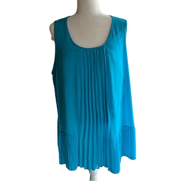 Relativity Blue Pleated Sleeveless Tunic Top Size 2X - Picture 1 of 11